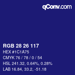 カラーコード: RGB 28 26 117 | qconv.com