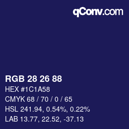 Código de color: RGB 28 26 88 | qconv.com