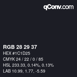 Color code: RGB 28 29 37 | qconv.com