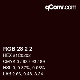 カラーコード: RGB 28 2 2 | qconv.com