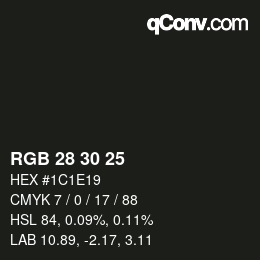 颜色代码: RGB 28 30 25 | qconv.com