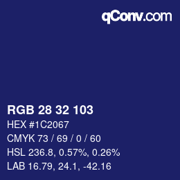 Color code: RGB 28 32 103 | qconv.com