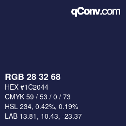 Color code: RGB 28 32 68 | qconv.com
