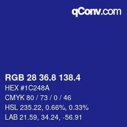 カラーコード: RGB 28 36.8 138.4 | qconv.com