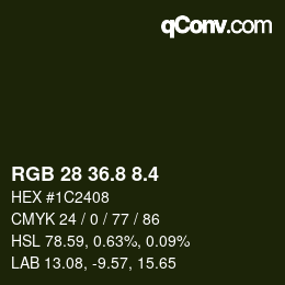 カラーコード: RGB 28 36.8 8.4 | qconv.com