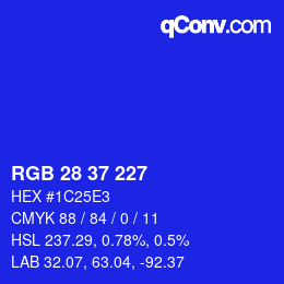 Color code: RGB 28 37 227 | qconv.com