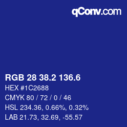 カラーコード: RGB 28 38.2 136.6 | qconv.com