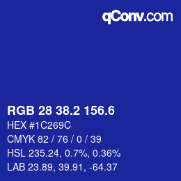 カラーコード: RGB 28 38.2 156.6 | qconv.com