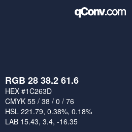 カラーコード: RGB 28 38.2 61.6 | qconv.com