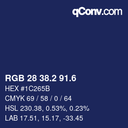 カラーコード: RGB 28 38.2 91.6 | qconv.com