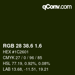 カラーコード: RGB 28 38.6 1.6 | qconv.com