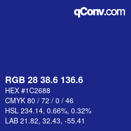 カラーコード: RGB 28 38.6 136.6 | qconv.com