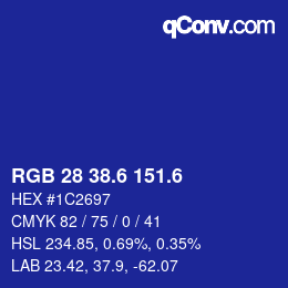 カラーコード: RGB 28 38.6 151.6 | qconv.com