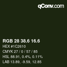 カラーコード: RGB 28 38.6 16.6 | qconv.com