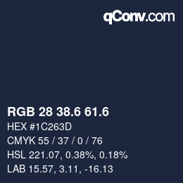 カラーコード: RGB 28 38.6 61.6 | qconv.com