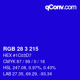 Color code: RGB 28 3 215 | qconv.com