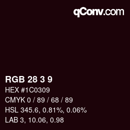 Color code: RGB 28 3 9 | qconv.com