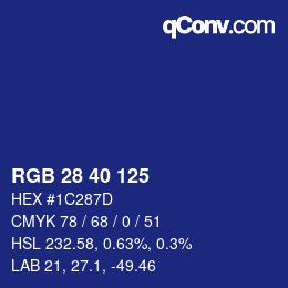 Color code: RGB 28 40 125 | qconv.com