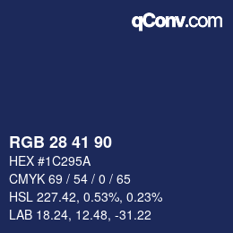 Color code: RGB 28 41 90 | qconv.com