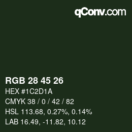 Color code: RGB 28 45 26 | qconv.com