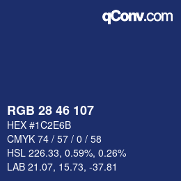 Farbcode: RGB 28 46 107 | qconv.com