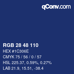 Color code: RGB 28 48 110 | qconv.com