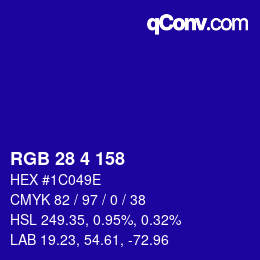 カラーコード: RGB 28 4 158 | qconv.com