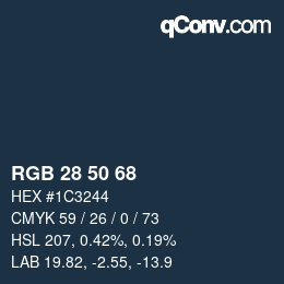 カラーコード: RGB 28 50 68 | qconv.com