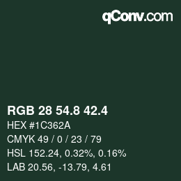 カラーコード: RGB 28 54.8 42.4 | qconv.com
