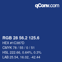 カラーコード: RGB 28 56.2 125.6 | qconv.com
