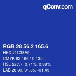カラーコード: RGB 28 56.2 165.6 | qconv.com
