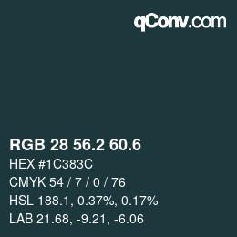 カラーコード: RGB 28 56.2 60.6 | qconv.com