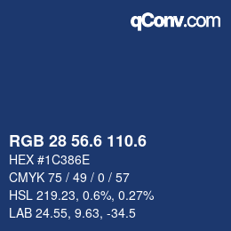 カラーコード: RGB 28 56.6 110.6 | qconv.com