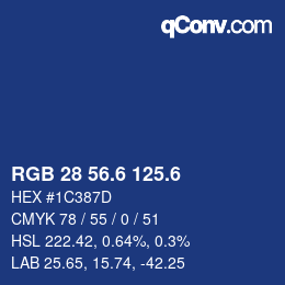 カラーコード: RGB 28 56.6 125.6 | qconv.com
