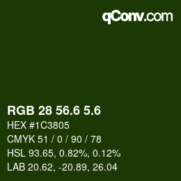 カラーコード: RGB 28 56.6 5.6 | qconv.com