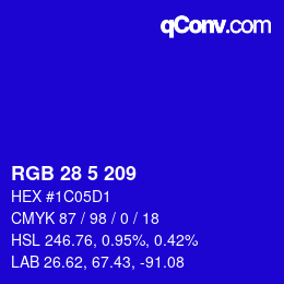Color code: RGB 28 5 209 | qconv.com