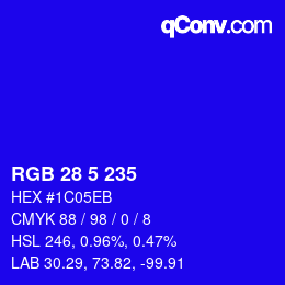 Color code: RGB 28 5 235 | qconv.com