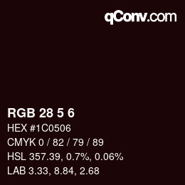 Color code: RGB 28 5 6 | qconv.com
