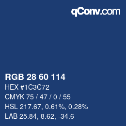 カラーコード: RGB 28 60 114 | qconv.com