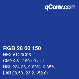 カラーコード: RGB 28 60 150 | qconv.com