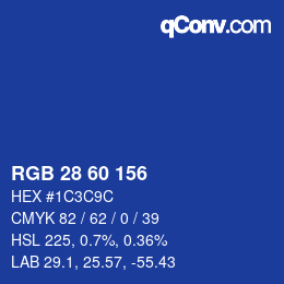 颜色代码: RGB 28 60 156 | qconv.com