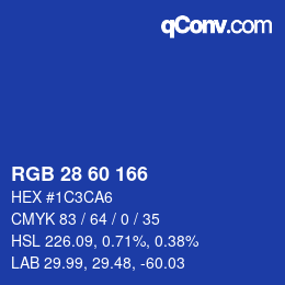 颜色代码: RGB 28 60 166 | qconv.com