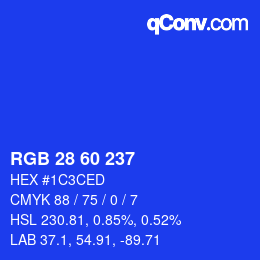 カラーコード: RGB 28 60 237 | qconv.com