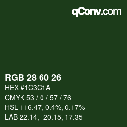 Color code: RGB 28 60 26 | qconv.com