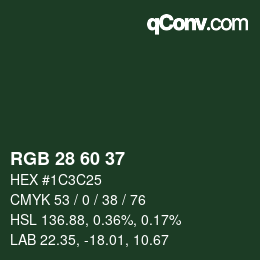 颜色代码: RGB 28 60 37 | qconv.com