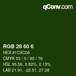 颜色代码: RGB 28 60 6 | qconv.com