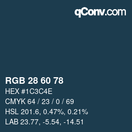 カラーコード: RGB 28 60 78 | qconv.com