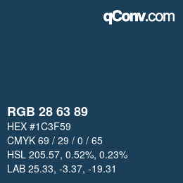 Color code: RGB 28 63 89 | qconv.com