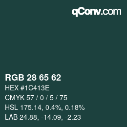 Farbcode: RGB 28 65 62 | qconv.com