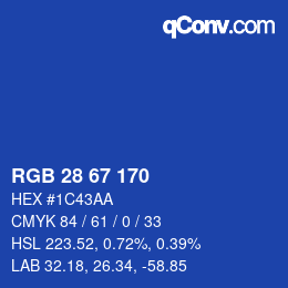 Color code: RGB 28 67 170 | qconv.com